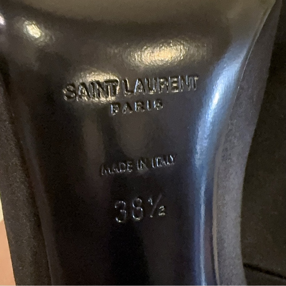 Authentic Saint Laurent Black Frankly 115 Satin Peep Pump Sandals Size 38.5 NIB - Picture 11 of 15